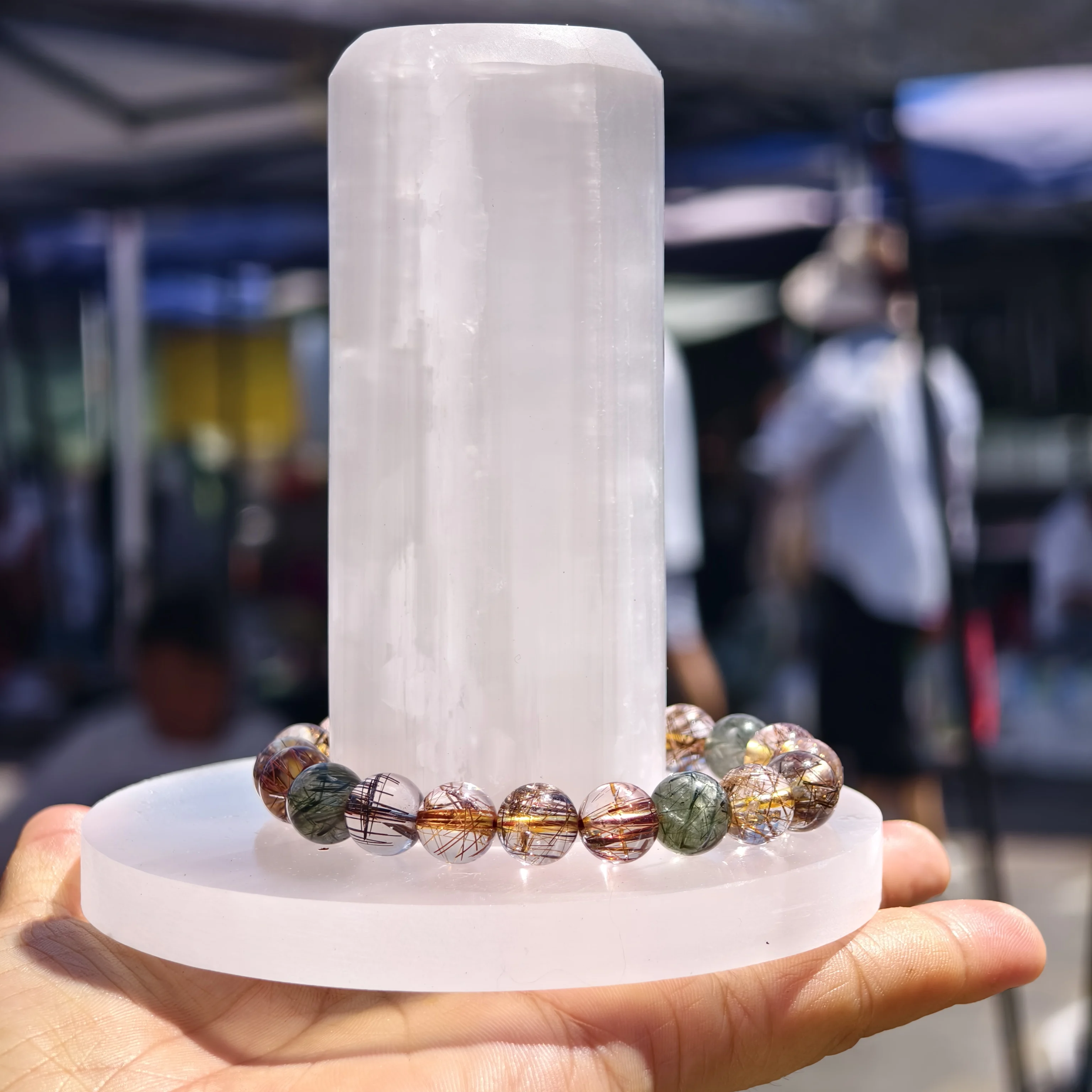 Natural Moroccan Gypsum Bracelet Shelf, Quartz Crystal Ore Polished Bracelet Shelf, Mineral, Reiki, Therapeutic