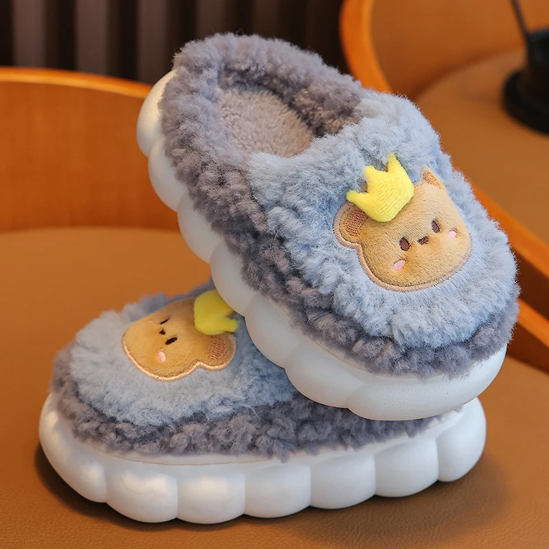 2023 New Winter Baby Girls Boys Cotton Slippers Children\'s Cute Rabbit Plush Slippers Boys Home Indoor Shoes Furry Kids Slippers