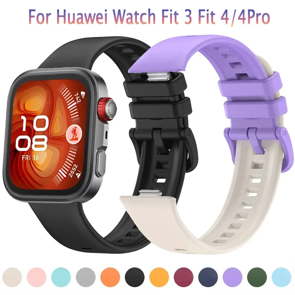 Offizielles Silikonarmband für Huawei Watch Fit 3/Fit 4, buntes Schnallenarmband für Huawei Watch Fit 4 Pro-Zubehör