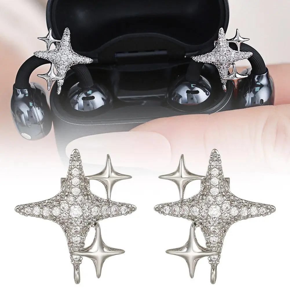 Für Freeclip1/2 Glänzender Stern Kopfhörer-Clip Diamant-Schnalle Bluetooth-Kopfhörer-Clip Zirkonia-Stern Blitz-Kopfhörer-Clip