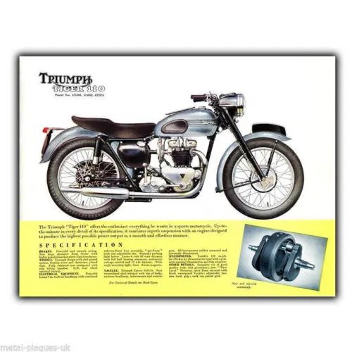 TIGER 110 T110 Retro Vintage Advert SIGN METAL PLAQUE art print