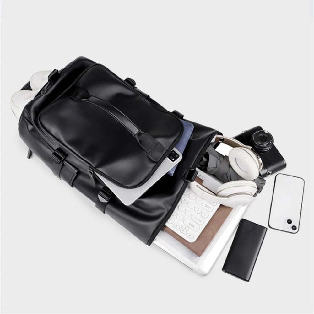 

Large Capacity Sports Gym Bag Waterproof Multipurpose PU Leather Backpack Storage Pack Dry Wet Separation Luggage Handbag