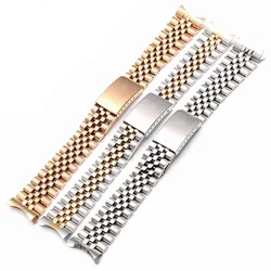 18 19 20 21 22mm Curved End Metal Strap for Rolex DATEJUST Watchbands Solid Stainless Steel Band Men Bracelet Business Bands