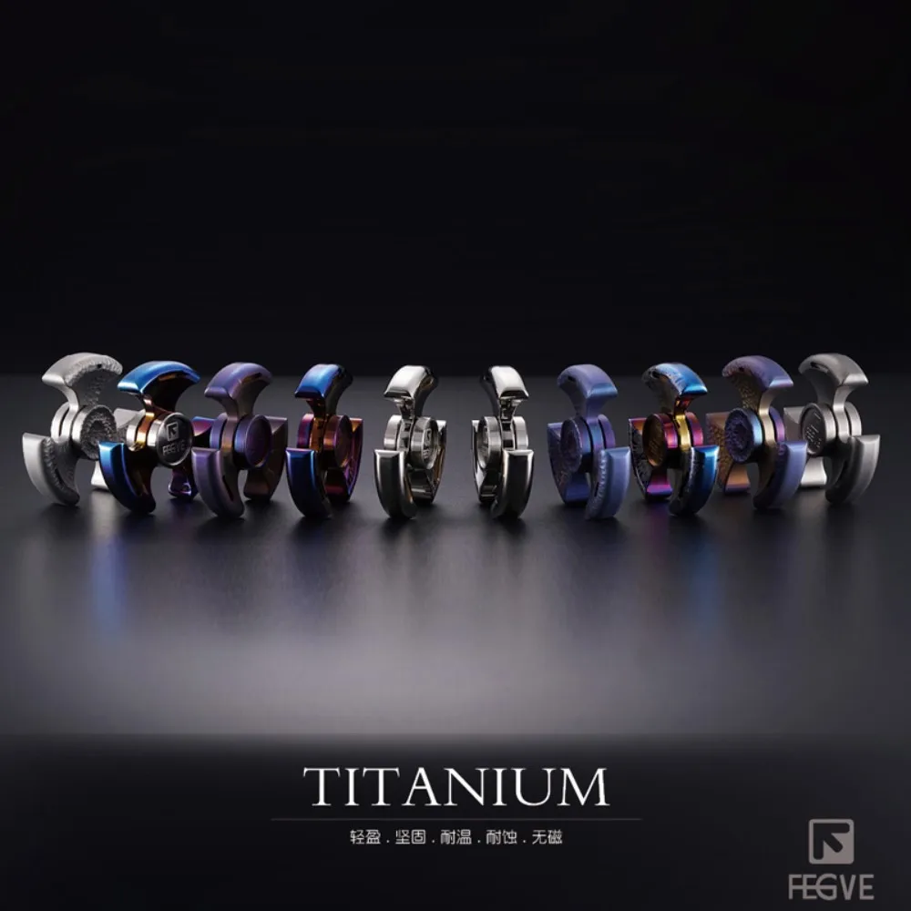 FEGVE EDC Fidget Spinner aus Titan-Messing, Stressabbau-Spielzeug, dreiblattiger Fidget-Spinner, Angstlinderungs-Gadgets, originelles Design