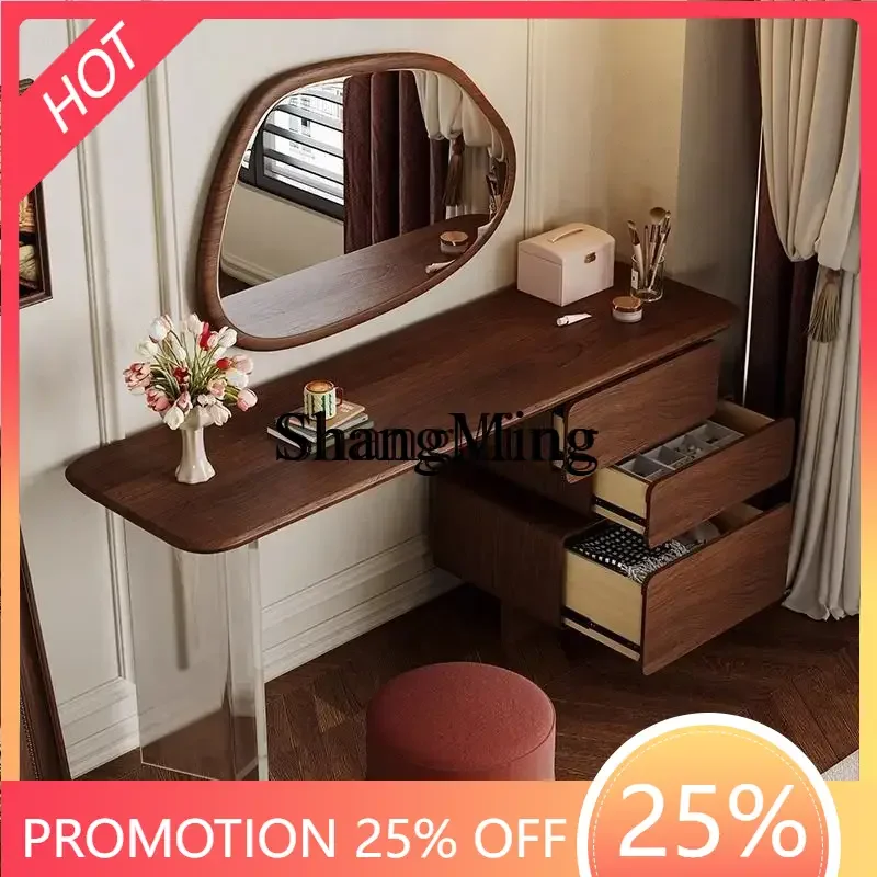 

ZYY fashion exquisite style solid wood dresser retractable bedroom bedside chest walnut makeup table