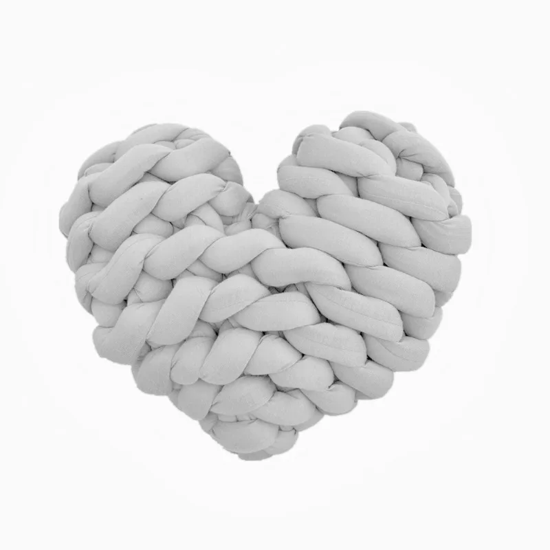 Chunky Yarn Handmade Heart Knit Cushion Solid Color Pillow Sofa Decor Throw Pillow Home Bed Fall Decor Pillows Photography Prop