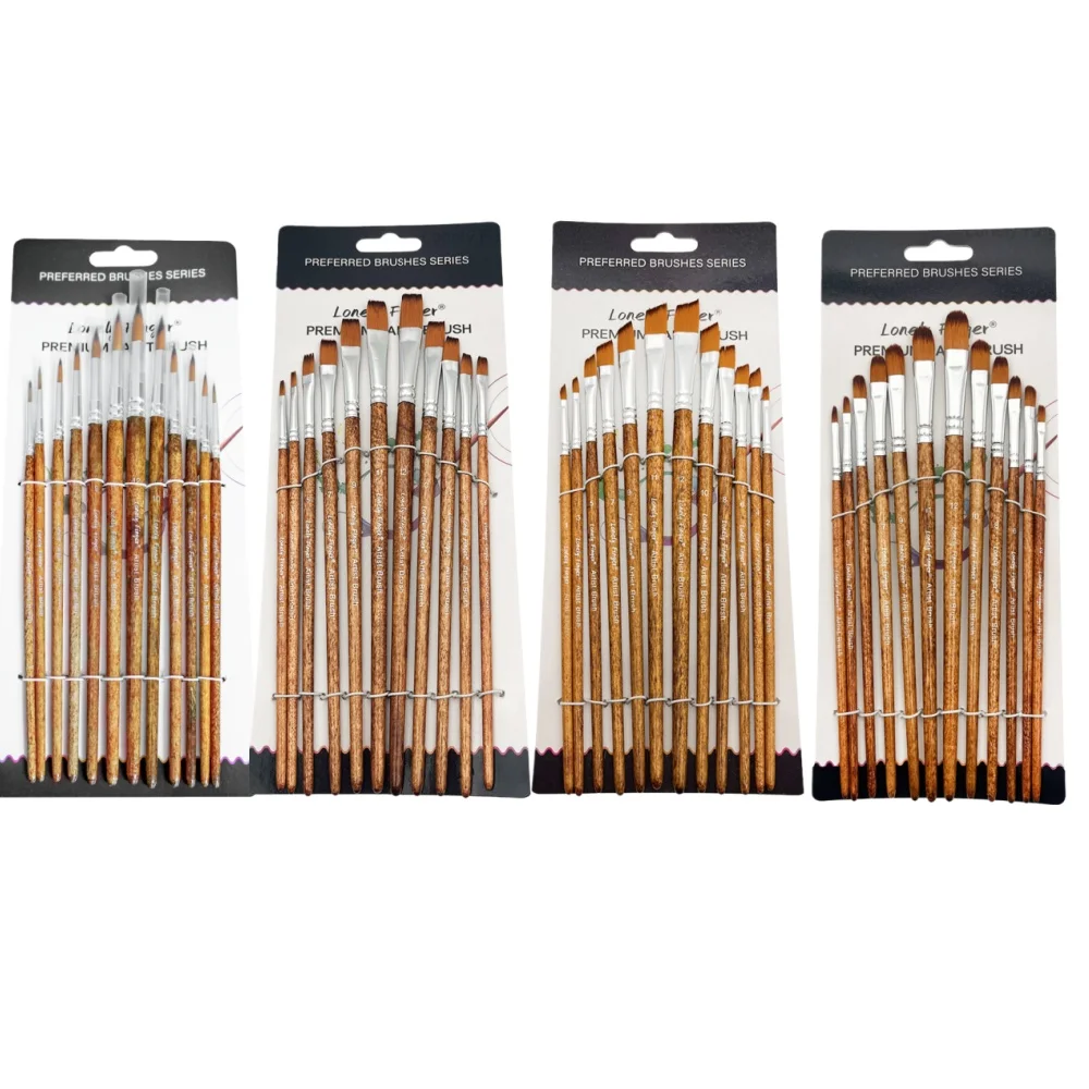 

Professional 12/48pcs Paint Brush Set with Round,Filbert,Flat,Angle Brushes for Acrylic Painting, Oil, Watercolor, Gouache，Premi