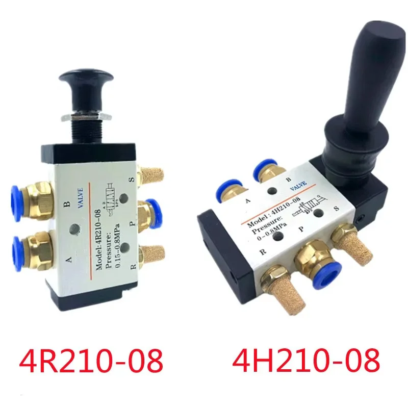 5/2 Way Hand Lever Operated Control Pneumatic Manual Valve w Muffler and Quick Fitting Select