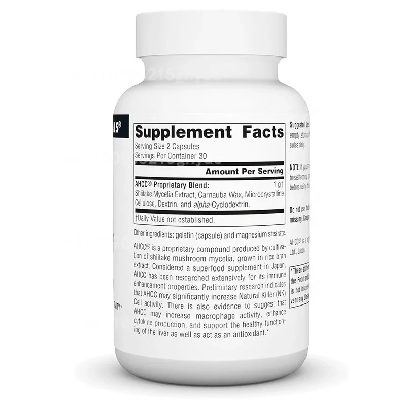 AHCC Active Compound, 1100mg Shiitake Mushroom Supplement, Natural Immune Support for Men and Women, 60 Vegetarian Capsules