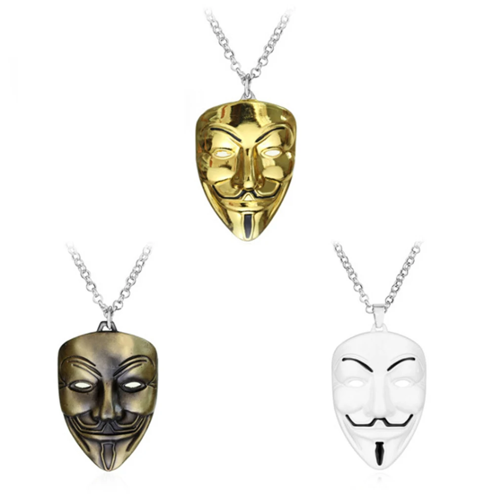 Car Pendant Necklace Decoration Mask Man V For Vendetta Hacker Mirror Trim Accessory Hanging Necklace Ornament Gift Car Pendant