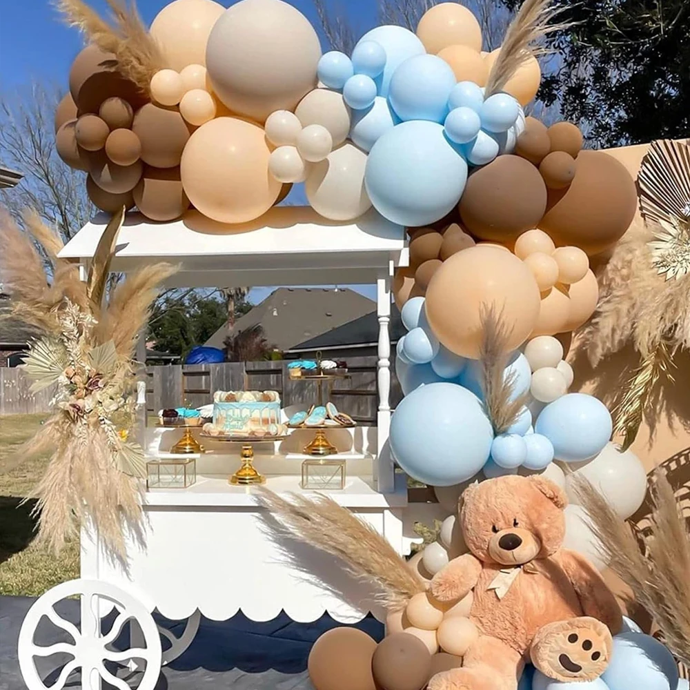 40-teiliges Babyparty-Luftballon-Set, Boho, braun, pastellblaue Haut, weißer Sand, Khaki-Luftballons für Babyparty, Geburtstagsdekoration, Luftglobos – Detail 4