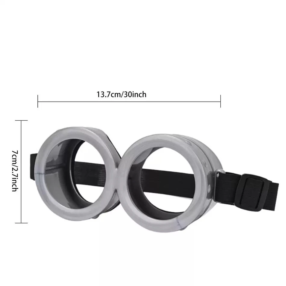 Retro Silver Round Goggles with Adjustable Elastic Strap, Steampunk Cosplay Eyewear, Halloween Party Costume Accessory Prop.