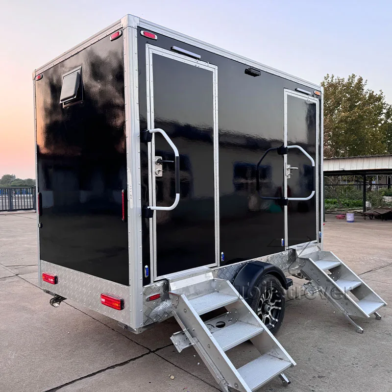 New Design Mini Mobile Restroom Trailer Portable Bathroom Trailer Portable Outdoor Mobile Toilet Trailer for Parties Wedding