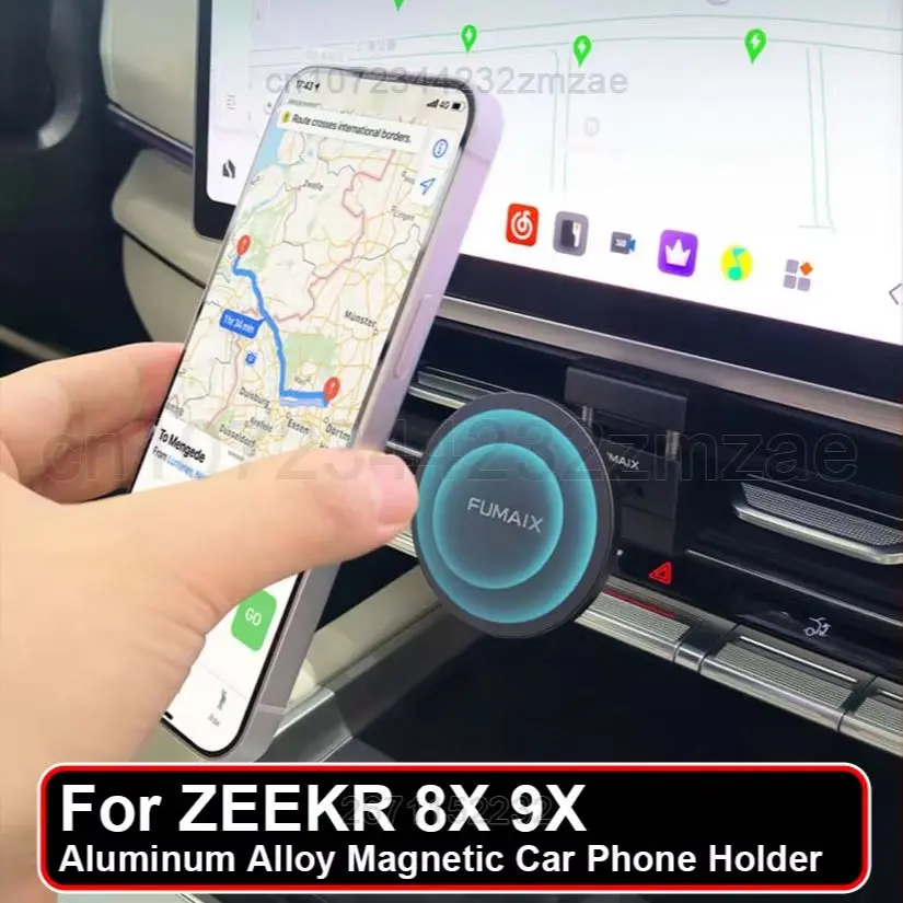 For ZEEKR 8X 9X Aluminum Alloy Magnetic Car Phone Holder Car Air Vent Phone Holder Magnet Cell Phone Stand Interior Accessories