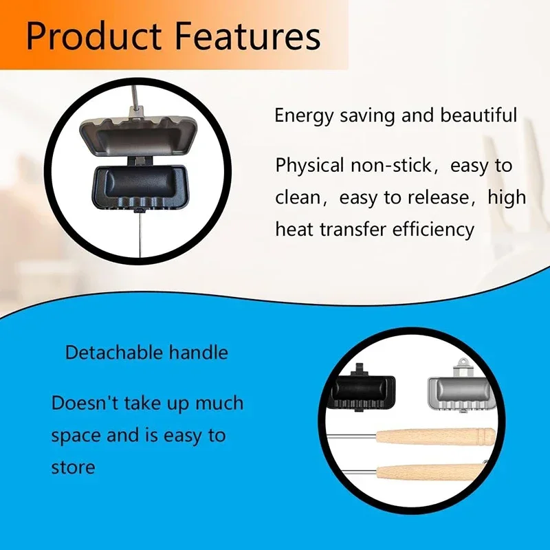 Hot-Sandwich-Maker, doppelseitige Sandwich-Rolle, versiegelte Grillpfanne, antihaftbeschichteter Hot-Dog-Toaster – tragbar mit abnehmbarem Griff