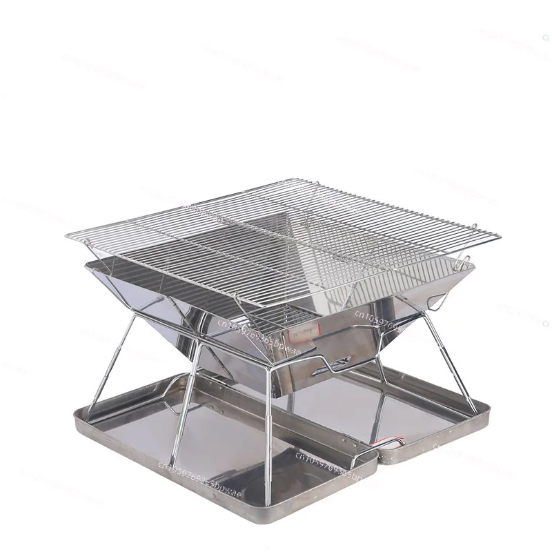 Outdoor Folding Grill Stainless Steel Portable Firewood Stove Camping Grill Incinerator
