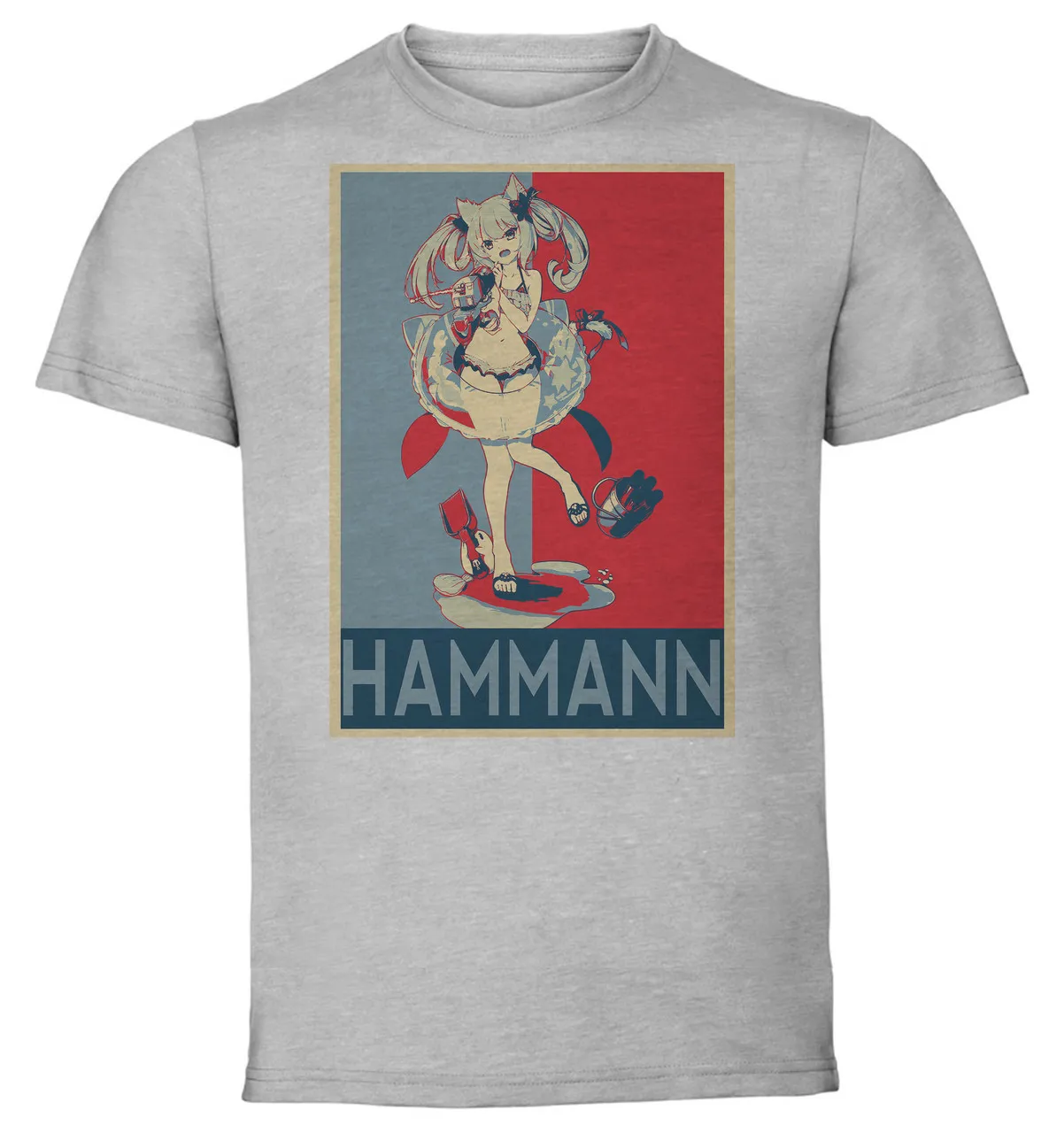 

T-Shirt Unisex Grey Propaganda Azur Lane Hammann Rebellious Summer