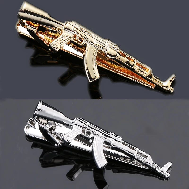 High quality men's tie clip copper metal Machine gun model shirt accessories wedding jewelry gifts