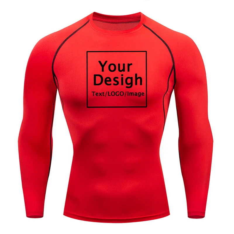 Men\'s Custom Compression Shirts Your Design Logo Top Original Design Print Tshirts Sports Jogging Workout Gym Quick Dry T-Shirt