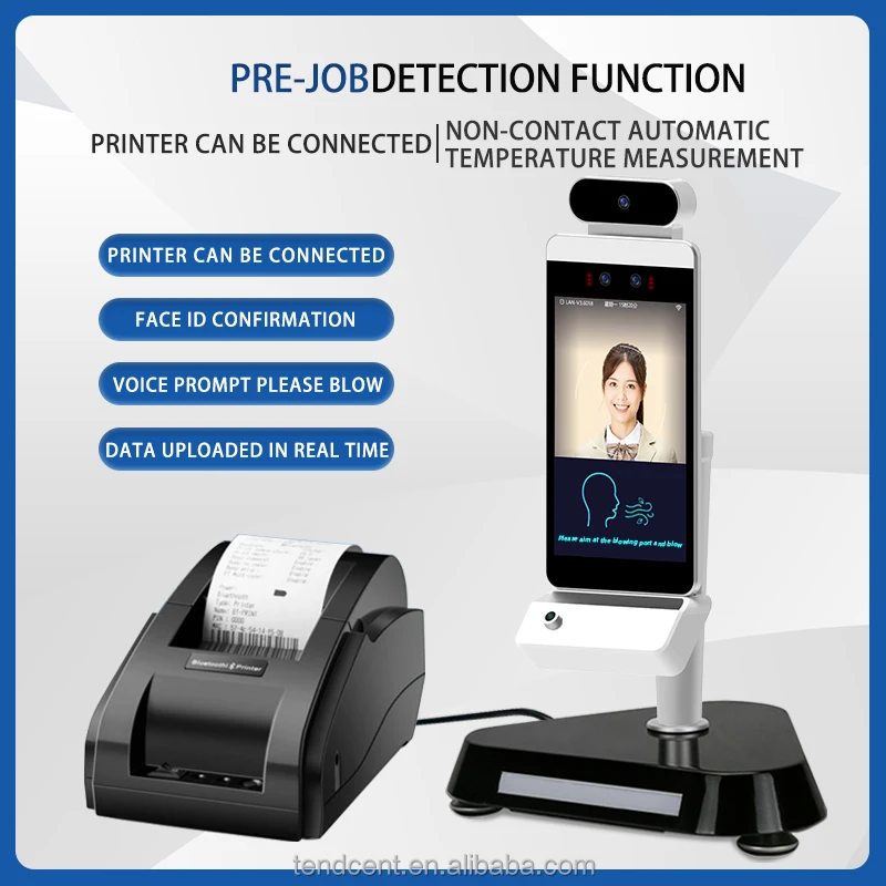 Attendance Face Recognition Access Control Temperature Alcohol Test People Counting WiFi Network Breathalyzer