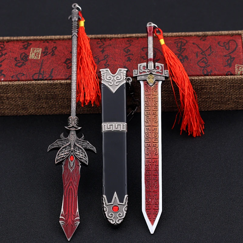 

22CM Soldier Weapon Ornament Wu Geng Blood Spear Long Gun Famous Sword Model Figure Toy In Stock For Fans Collection