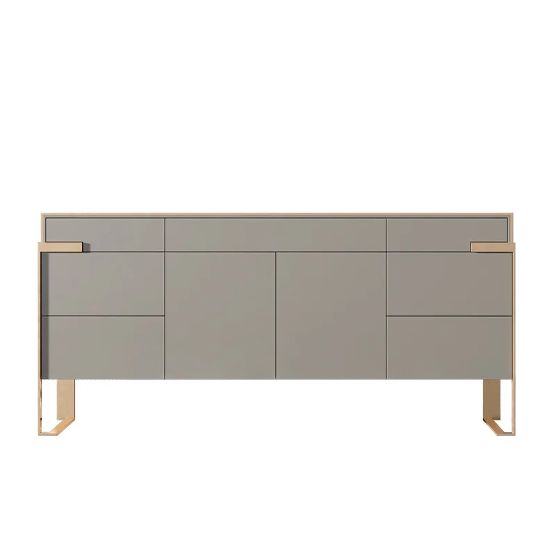 

Italian light luxury dining side cabinet Hong Kong style bucket Simple post-modern wine cabinet Metal locker Entrance cabinet