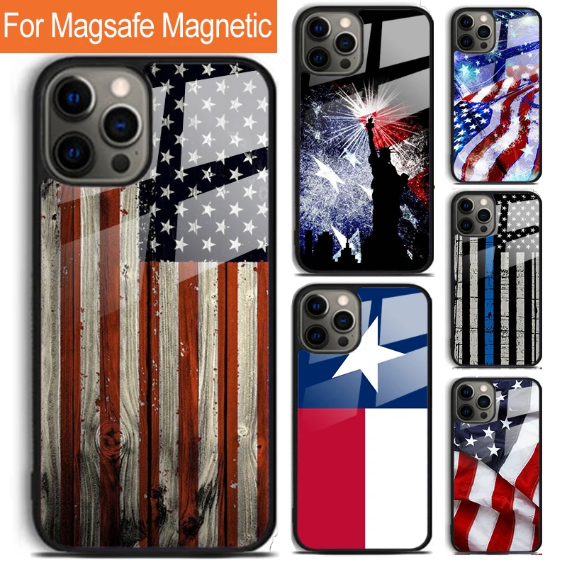 American Flag Statue of Liberty Phone Case For iPhone 16 15 14 13 12 11 Pro Max Plus Magsafe Magnetic Wireless Charging Cover