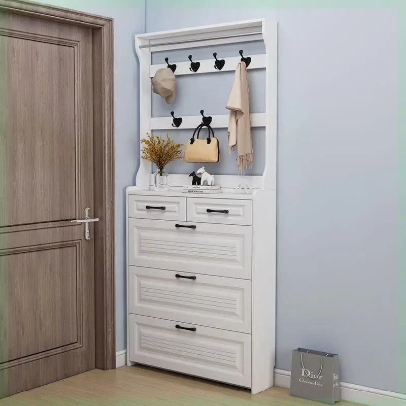 

New Nordic ultra-narrow and high model with drawers, coat rack, and door storage cabinet.