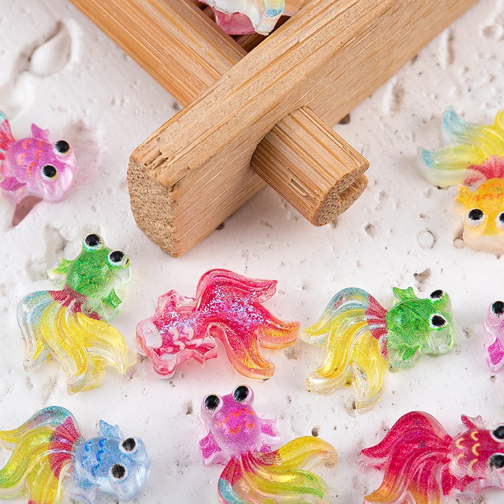 100pcs Fresh and Cute Style Little Goldfish shaped Resin Patch for DIY Hair Accessories Clothing Decoration Nail Patch Materials