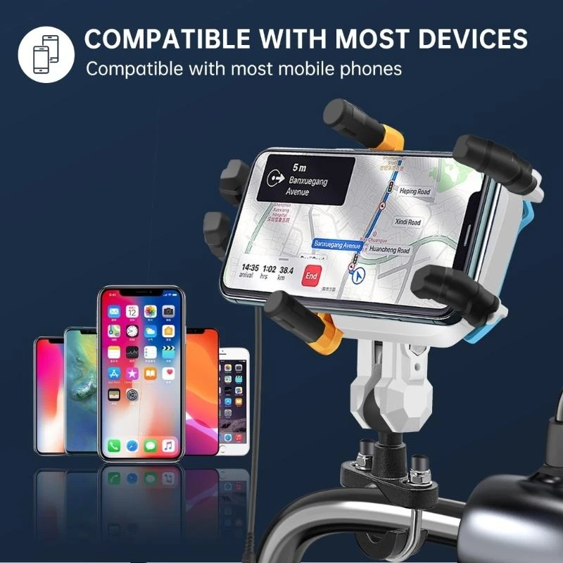 Motorcycles Wireless 15W Quick Chargers Phone Holder 2 in 1 Mount Handlebar Mount Fast Charging