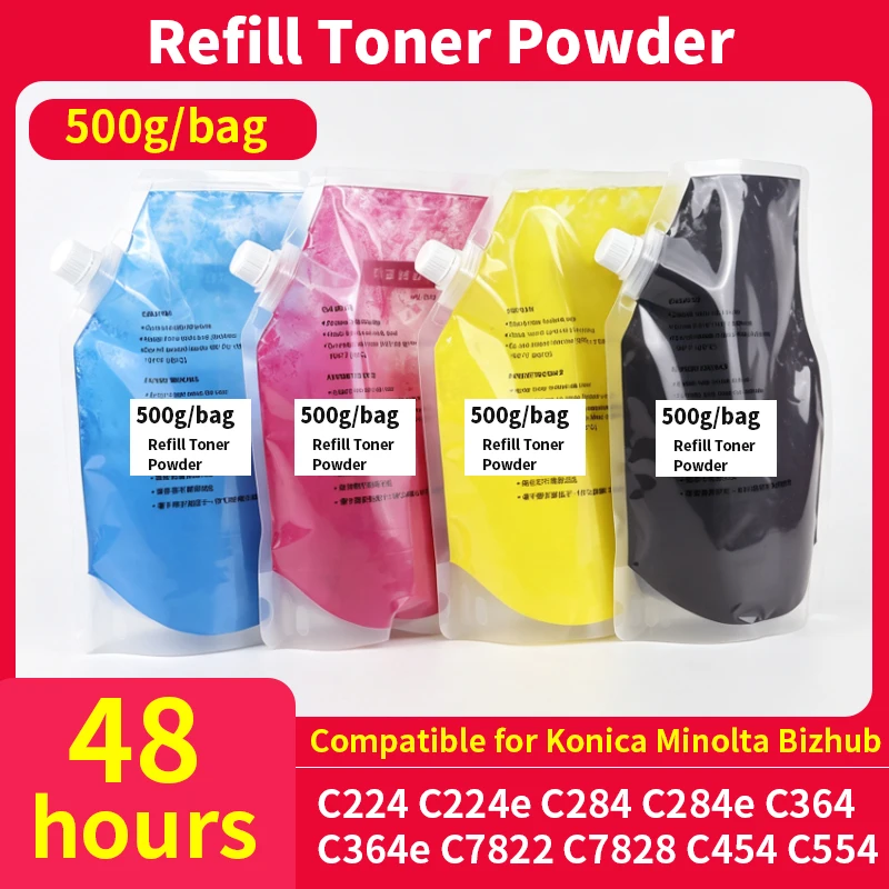 500g TN512 TN321 Universal Color Refill Toner Powder Compatible for Konica Minolta Bizhub C224 C284 C364 e C7822 C7828 C454 C554