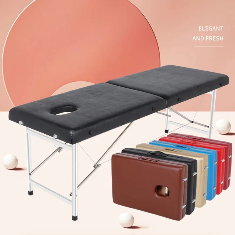 Cama plegable de Metal para masaje de tatuajes, mesa de terapia de Spa con ajuste de Metal, muebles suaves para salón de belleza