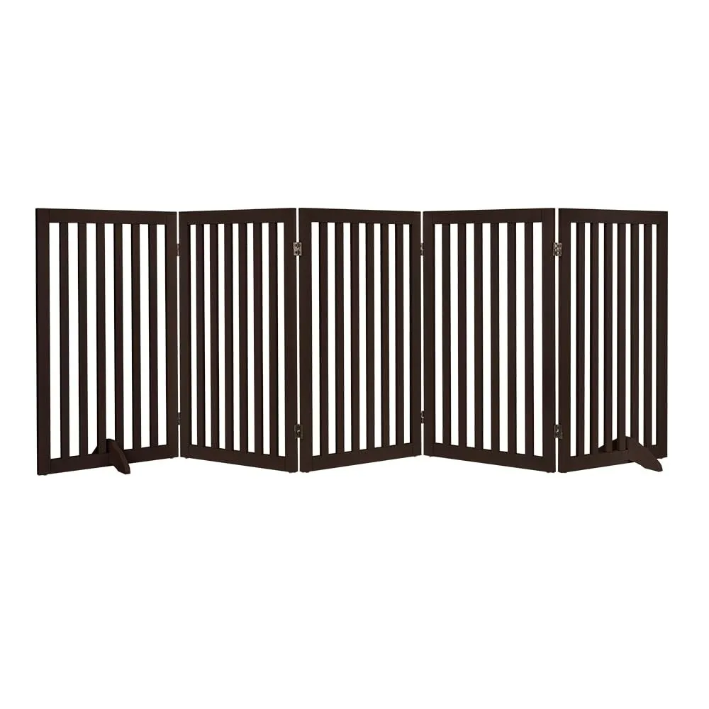 36”H Free Standing Pet Gate for Dog Cat 100”Wide Wooden Dog Gates