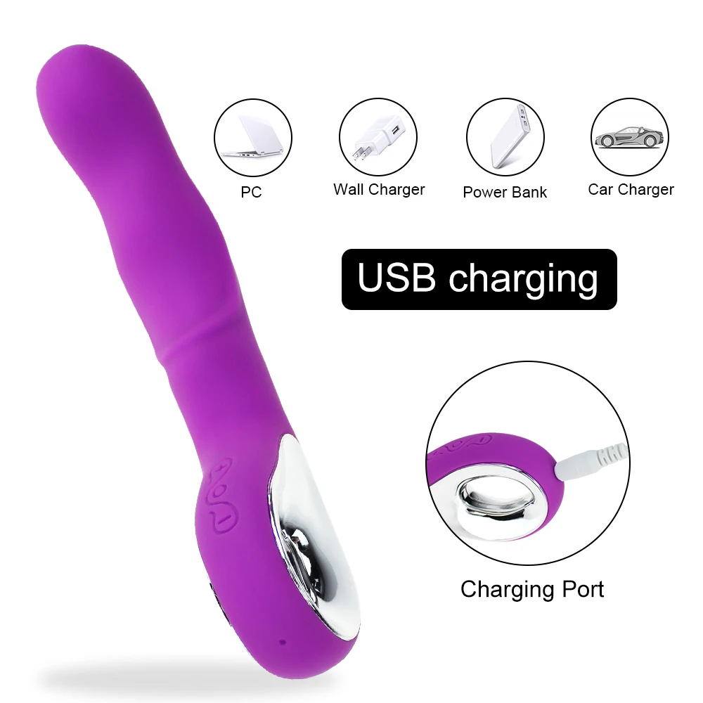 10 Speed USB Rechargealbe Magic Wand Massager Dildo Vibrators Dual Clitoris Stimulator G Spot Vibrator Adults Sex Toys for Woman