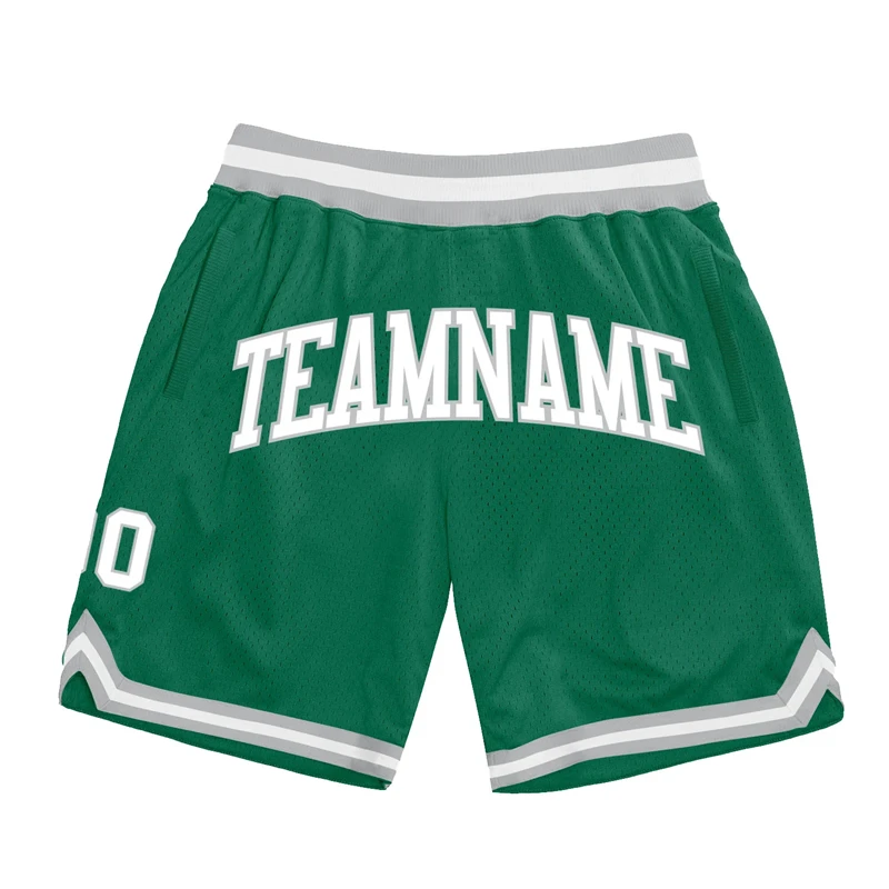 Fashion DIY Kelly Green Basketball Shorts For Men Custom Team Name Logo Number Short Pants Casual Oversized Kids Sports Shorts