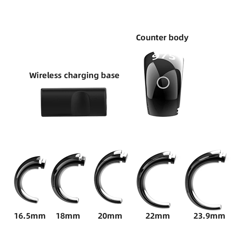 Anelli di conteggio digitali multifunzione Controllo app Tasbih Fede Zikr Anelli per pratiche spirituali e preghiera quotidiana Nero
