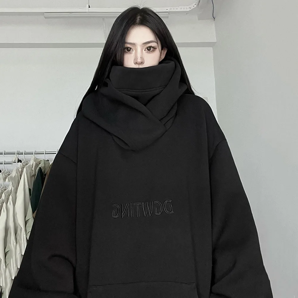 Woman Clothing Autumn Hoodie Pullover Mid-Long Winter Fashion Hooded Oversize Women Sweatshirts High Street Hip Hop Tops 2XL-8XL