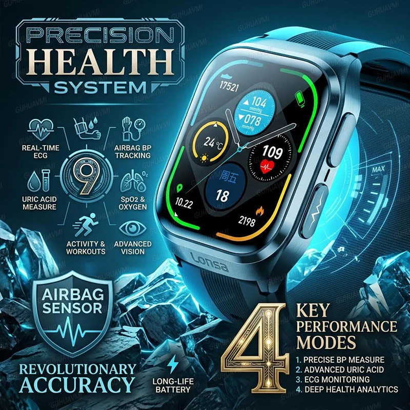 2026 New AI Diagnosis Air Pump Airbag Blood Pressure Smart Watches Men ECG Uric Acid Body analysis Call Women's Health Bracelets