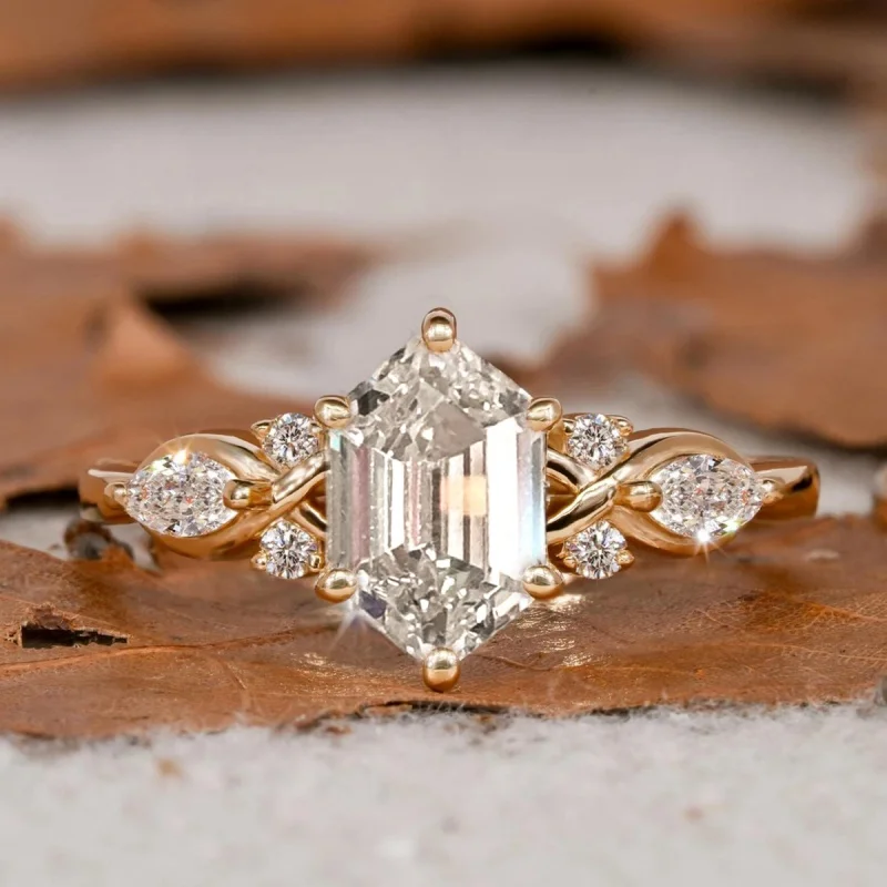 Huitan Damenring mit einfachem, vielseitigem Design für Hochzeit, charmantes Damen-Party-Accessoire mit glänzendem CZ, eleganter Verlobungsschmuck – Detail 10