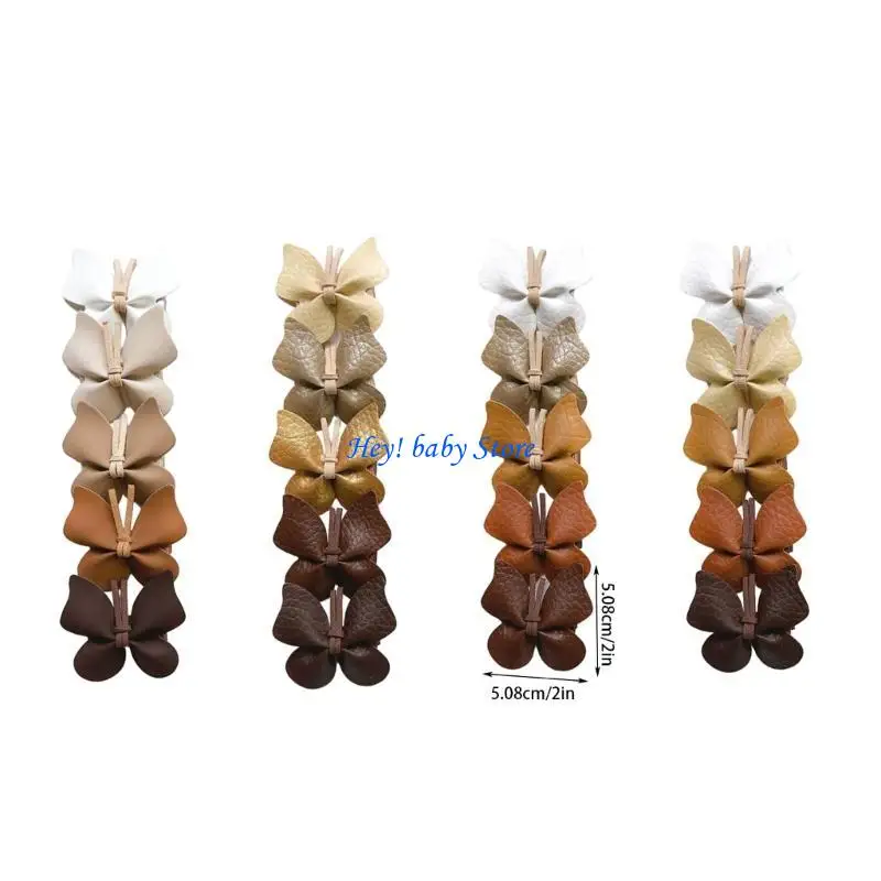 Q1FE 5PCS KIDS PU หนังผีผีเสื้อขนขนสัตว์ขนผมแฟชั่นสาวผมคลิปผม