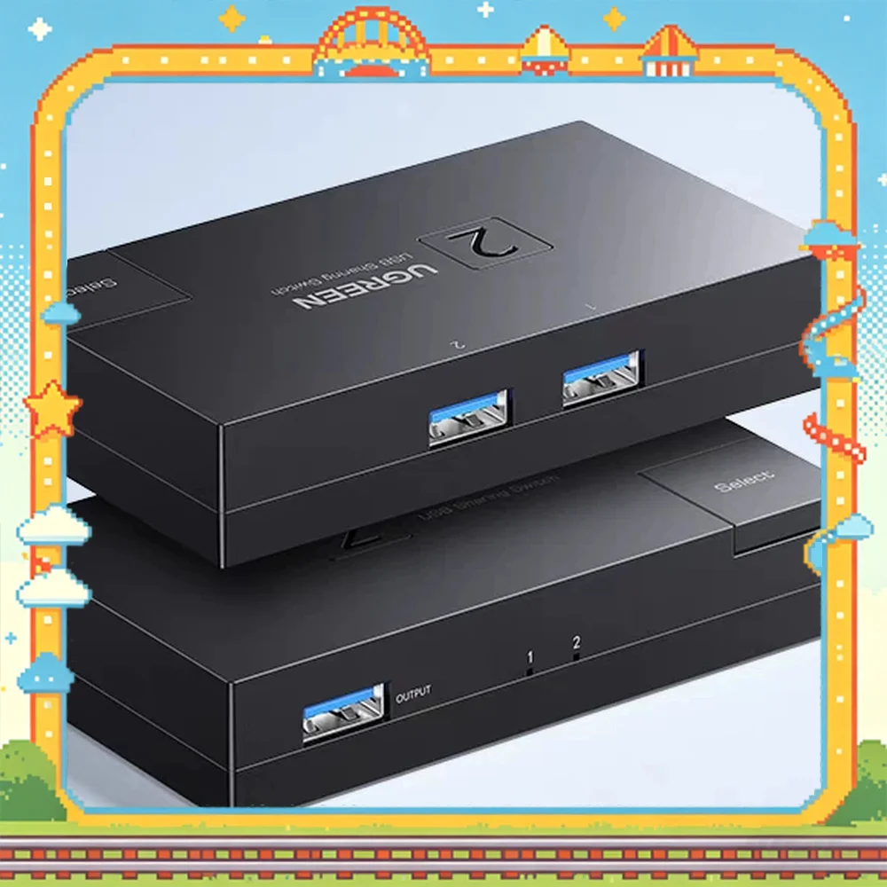 UGREEN CM618 15149 USB 3.0 Bidirectional Switch, 2-in-1 or 1-in-2 USB Selector, 5Gbps One-Button Switching