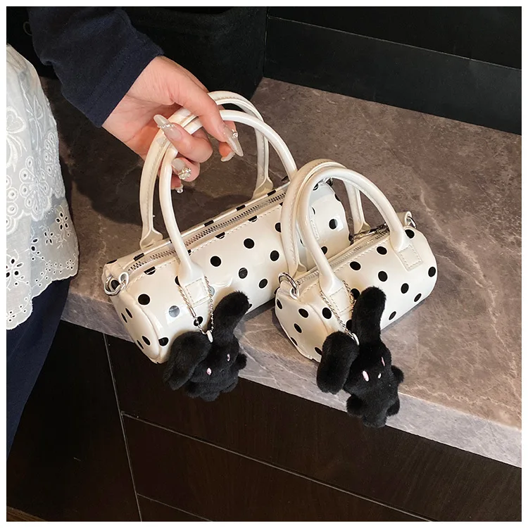 

Милая круглая цилиндрическая сумка в горошек в корейском стиле, женская сумка с уникальным дизайном, модная сумка через плечо, женские дорожные сумки через плечо