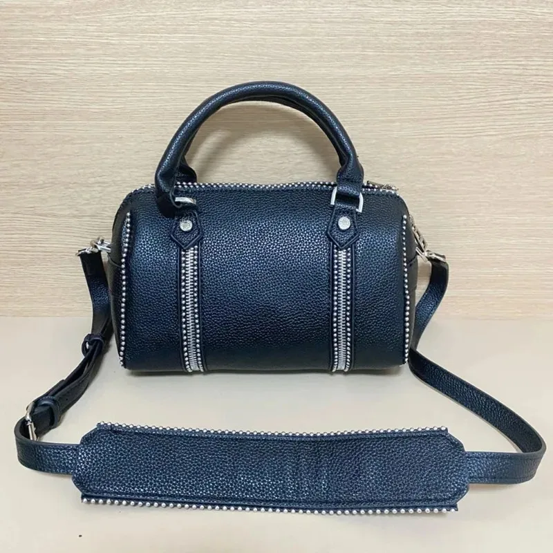 

New fashionable women's Boston bag with rivets, hand-held crossbody bag, pillow bag, wing bag