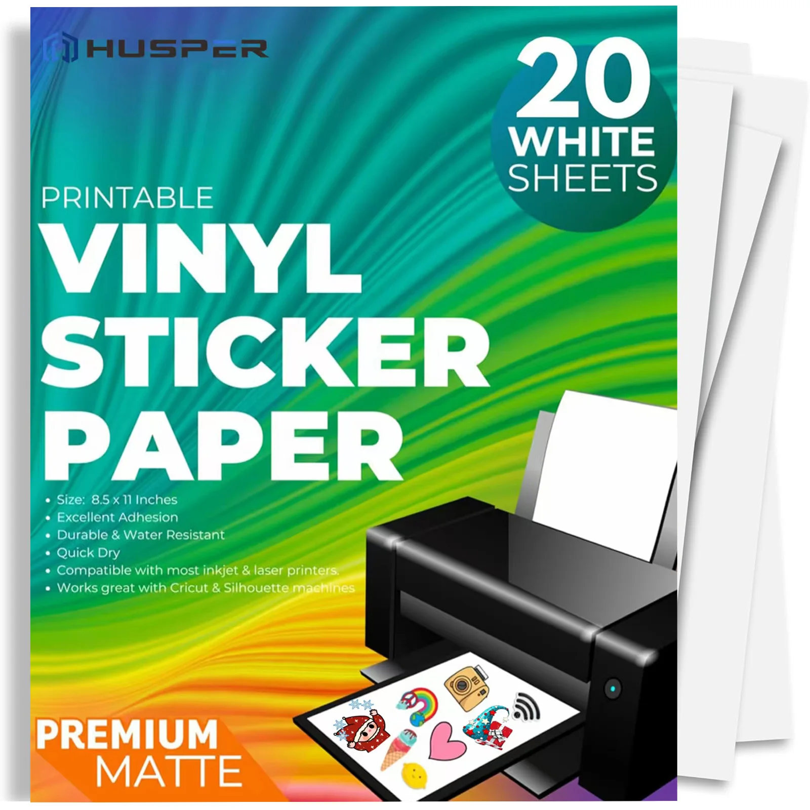 

Виниловая наклейка для печати премиум-класса для струйных и лазерных принтеров - 20, белая матовая наклейка, водонепроницаемая бумага