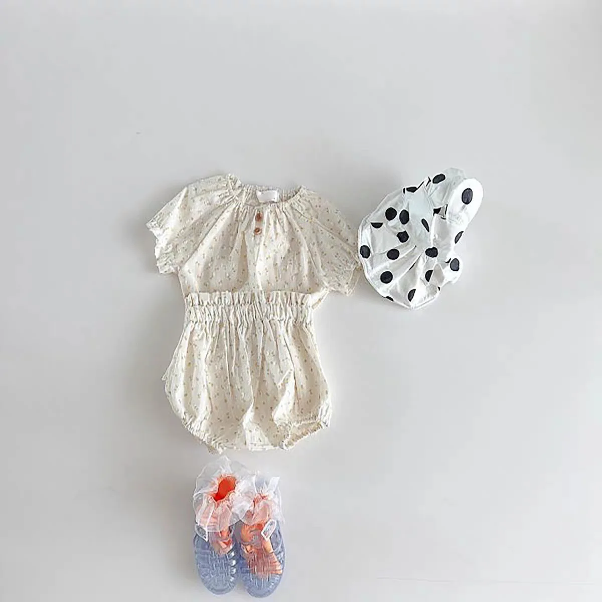 2024 New Baby Summer Short Sleeve Breathable Clothes Set Cotton Infant Girl Floral Tops + Shorts 2pcs Suit Girl Pp Pants Outfits