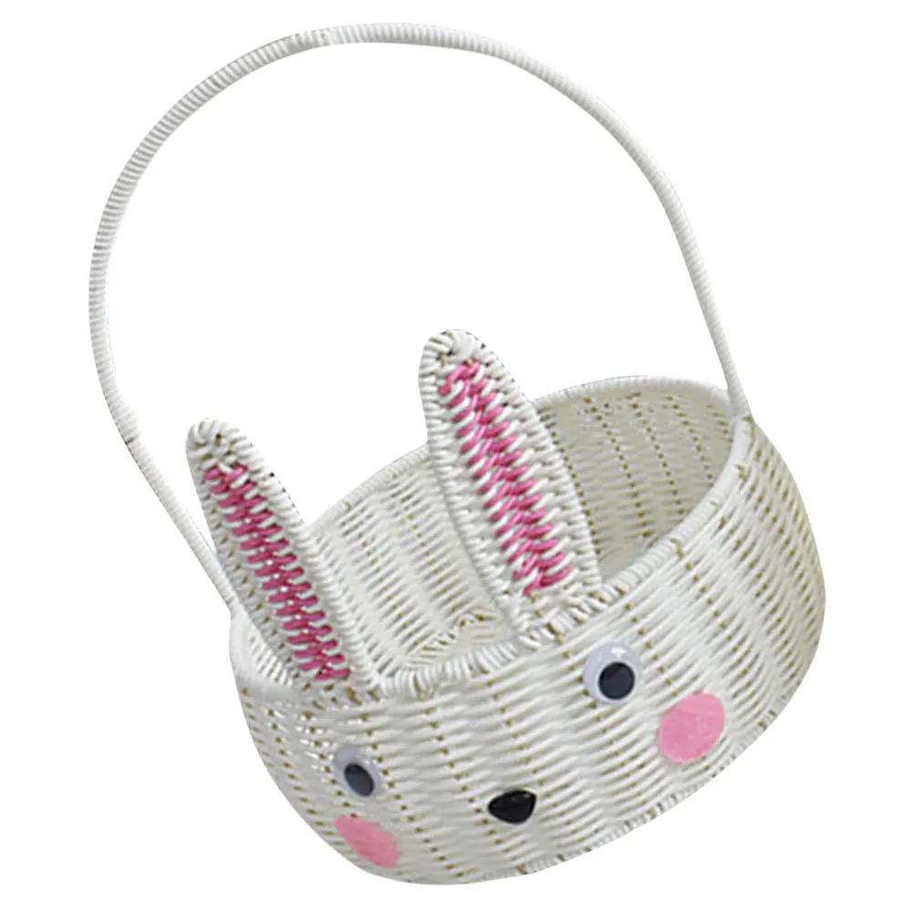 

Portable Rabbit Basket Handcrafted Rustic Iron PP Multipurpose Flower Fruit Picnic Woven Storage Basket Decorative Flower Holder