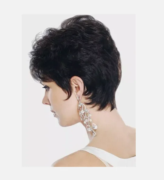 Wig 6 Inci Wig Wanita Gaya Rambut Keriting Hitam Pendek Modis Perruques