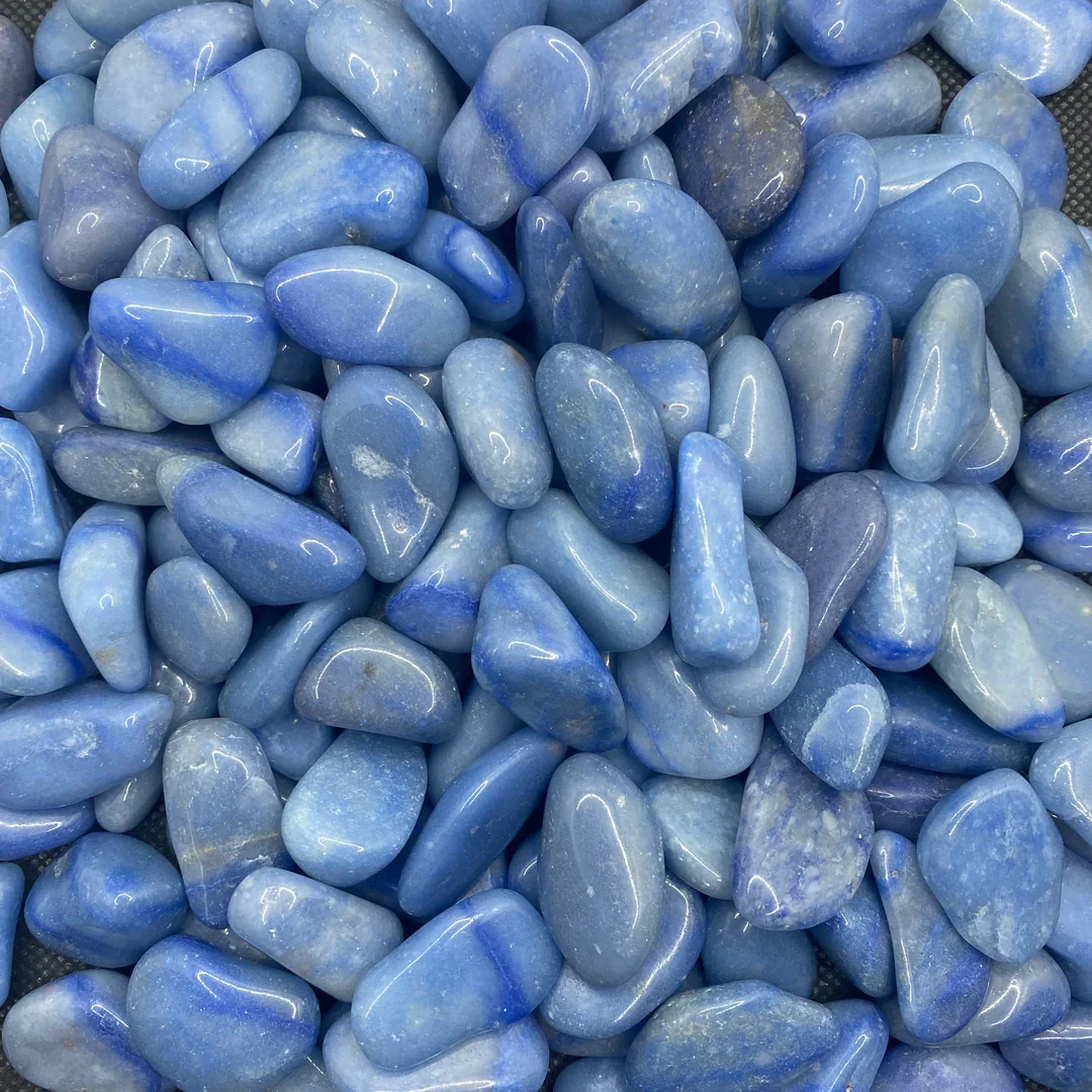 Natural Blue Aventurine Tumbled Stones, Bulk Crystals, Polished Blue Aventurine Tumbled Stones, Outdoor Garden Decoration Stones