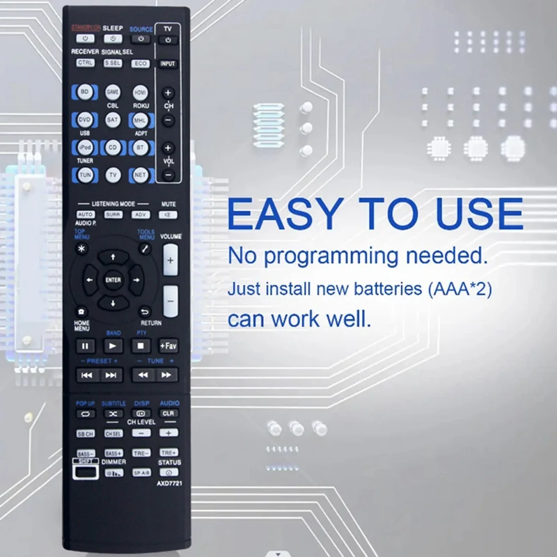 Multi-รุ่นเปลี่ยน AXD7721 รีโมทสําหรับ Pioneer AV Receiver VSX Series - ใช้งานร่วมกับรุ่น VSX-830 To VSX-824