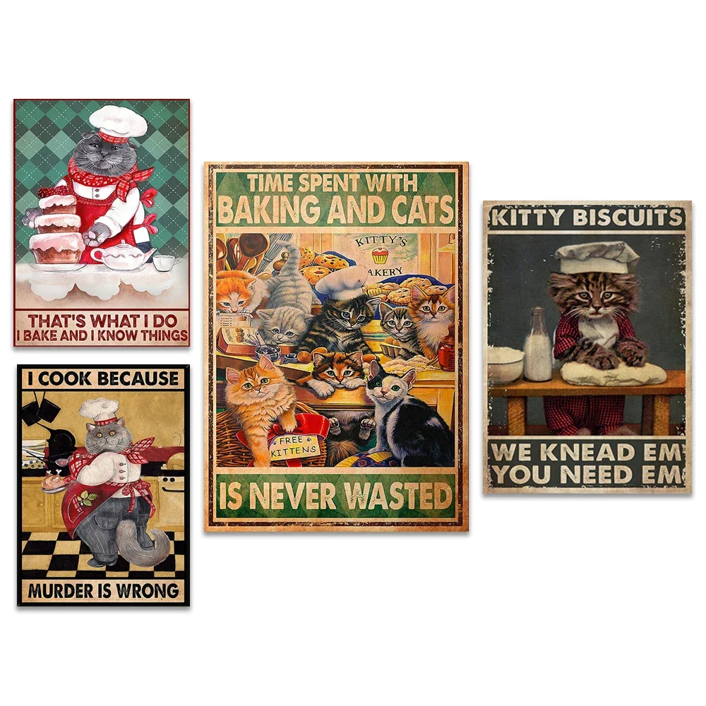 

Cats Cook Because Murder Is Wrong, Baker That's What I Do Bakery Wall Art, Gifts For Cake Lovers Bakery Kitchen Decor